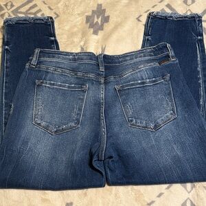 A122.   KanCan Women's Distressed slim straight Jeans in Dark Blue